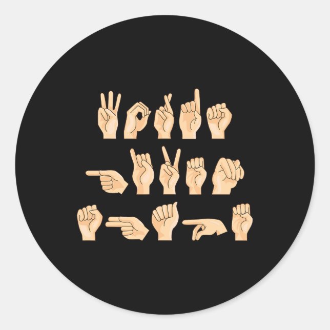 ASL Words given shape American Sign Language 1 Classic Round Sticker (Front)