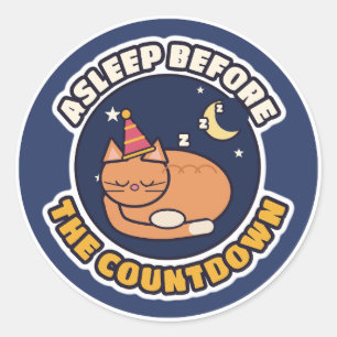 Asleep Before the Countdown Sleepy Ginger Cat Classic Round Sticker