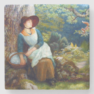 Asleep in the Woods (by Arthur Hughes) Stone Coaster