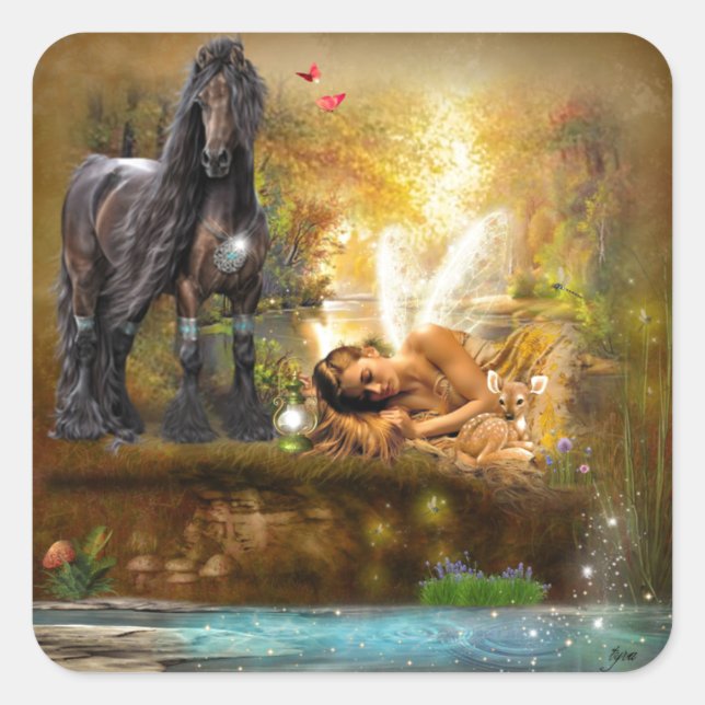 Asleep To Dream Fairy Square Sticker (Front)