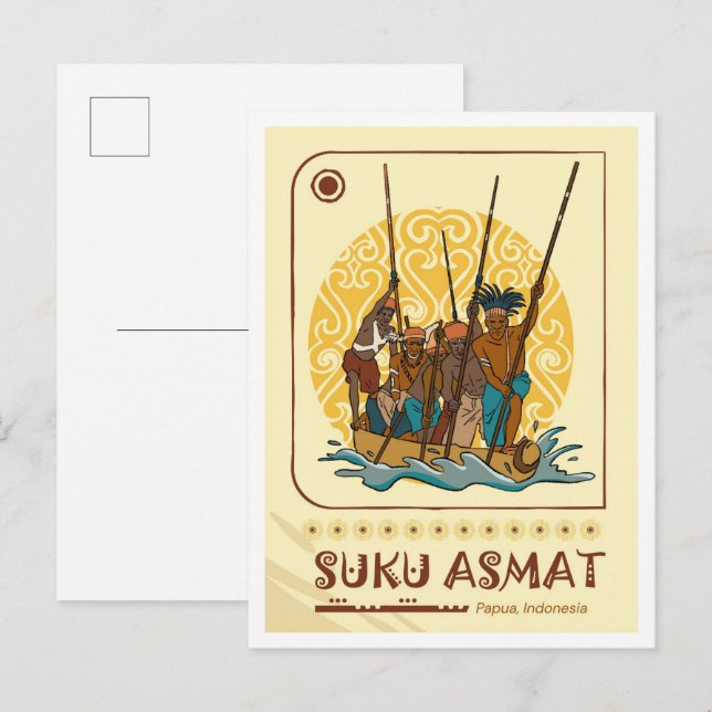 Asmat Papua Indonesia Travel Postcard (Front/Back)