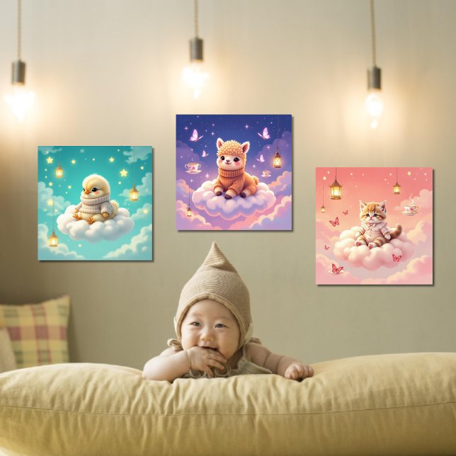 ASMR Alpaca, Chick, Kitten Wall Art Set of 3  (Creator Uploaded)