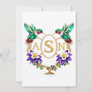 ASN Hummingbird Wedding Any Letters Custom CO Invitation