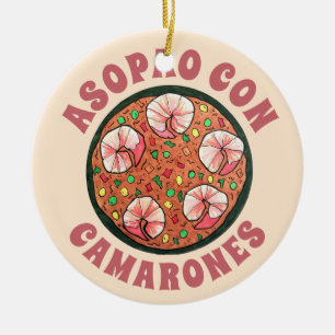 Asopao con Camarones Puerto Rican Shrimp Stew Ceramic Tree Decoration