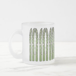 Asparagus cartoon illustration  frosted glass coffee mug
