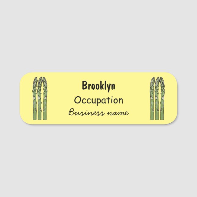 Asparagus cartoon illustration name tag (Front)