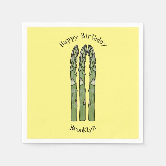 Asparagus cartoon illustration napkin (Front)