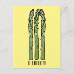 Asparagus cartoon illustration postcard
