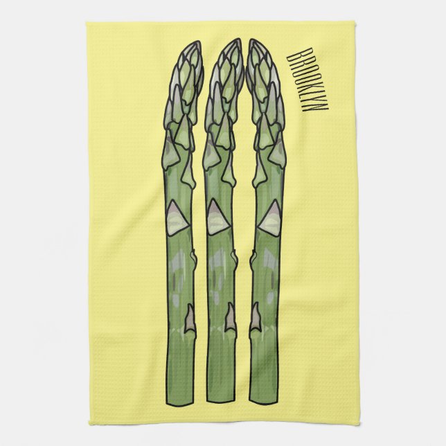 Asparagus cartoon illustration  tea towel (Vertical)