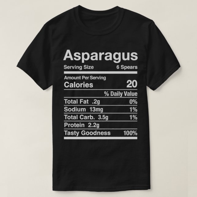 Asparagus Costume Gift  Nutrition Facts Matching P T-Shirt (Design Front)