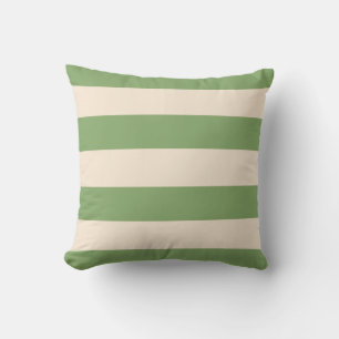 Asparagus Green and Antique White Stripes Cushion