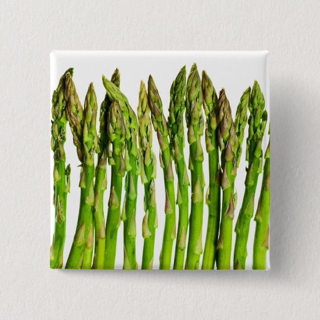Asparagus on White - Customised Veggie Background 15 Cm Square Badge (Front)