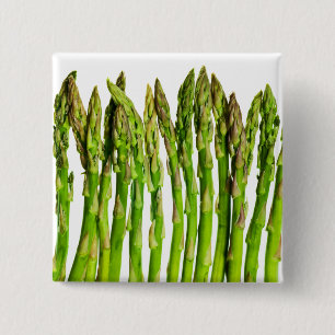 Asparagus on White - Customised Veggie Background 15 Cm Square Badge