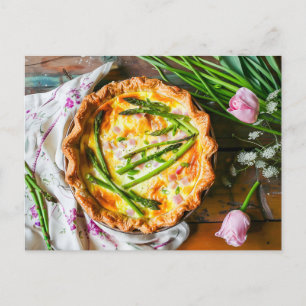 Asparagus Quiche with Cheese and Herbs Holiday Postcard