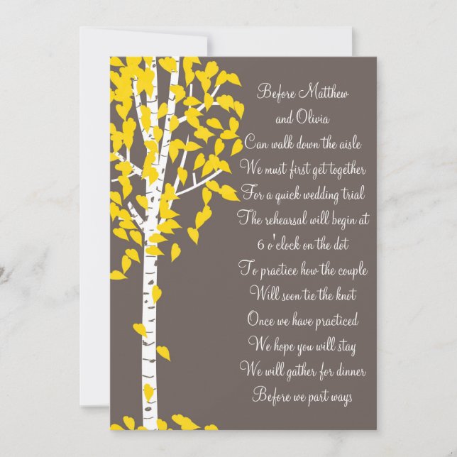 Aspen Birch Tree Rehearsal Dinner Invitations (Front)