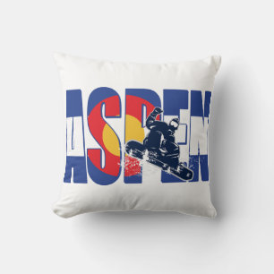 Aspen Colorado and Snowboarder Cushion
