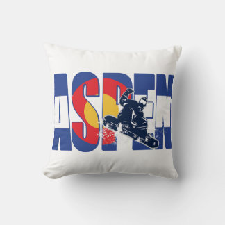Aspen Colorado and Snowboarder Cushion