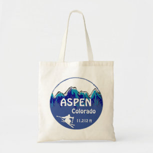 Aspen Colorado blue ski art reusable bag