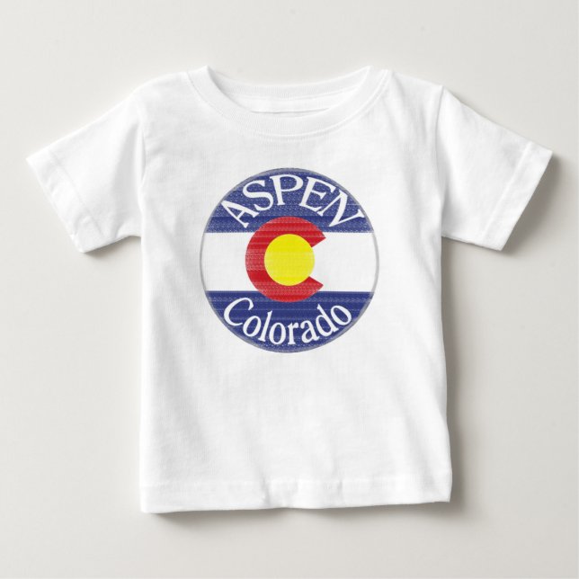 Aspen Colorado circle flag baby tee (Front)