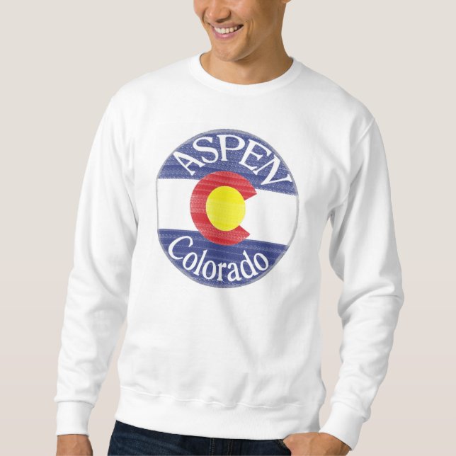 Aspen Colorado circle flag guys sweatshirt (Front)