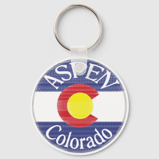 Aspen Colorado circle flag keychain (Front)