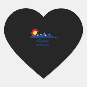Aspen Colorado CO Flag 2021 Road Trip Ski Hiking Heart Sticker