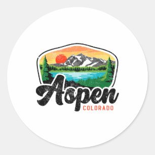 Aspen Colorado Co Mountain Skiing Vintage 80s Aspe Classic Round Sticker