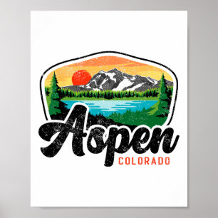 Aspen Colorado Co Mountain Skiing Vintage 80s Aspe Poster