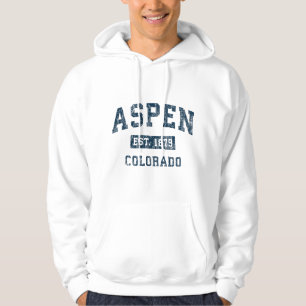 Aspen Colorado CO Vintage Sports Design Navy Print Hoodie