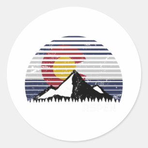 Aspen Colorado Flag - Co Bluebird Day Mountain Classic Round Sticker