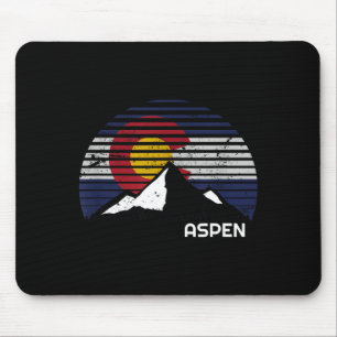Aspen colorado flag - co bluebird day mountain mouse mat