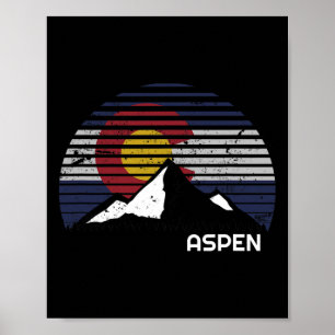 Aspen Colorado Flag - Co Bluebird Day Mountain Poster