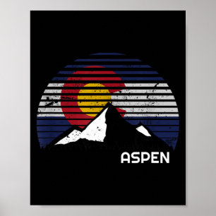 Aspen colorado flag - co bluebird day mountain poster