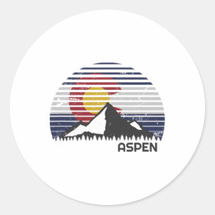 Aspen Colorado Flag - Co Mountain Classic Round Sticker