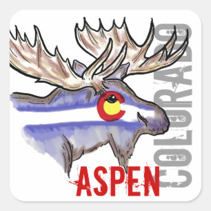 Aspen Colorado flag elk design stickers