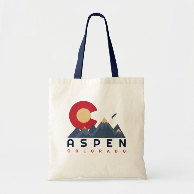 Aspen Colorado Flag Mountains Skiing Souvenirs Tote Bag (Front)