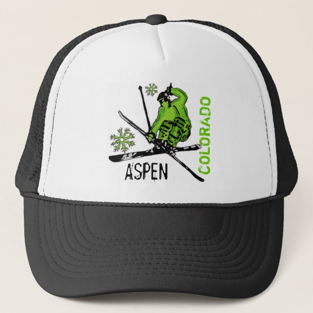 Aspen Colorado green theme skier hat (Front)