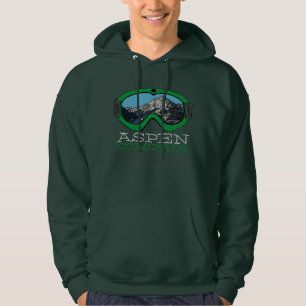 Aspen Colorado guys green snow goggle hoodie