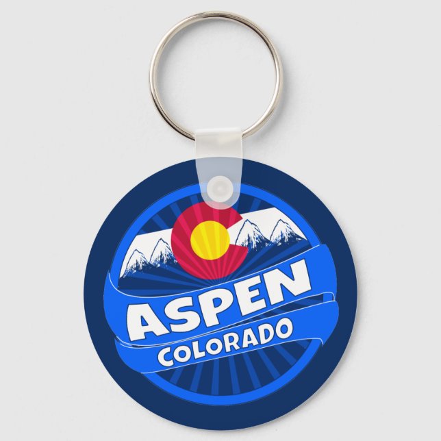 Aspen Colorado mountain burst keychain (Front)