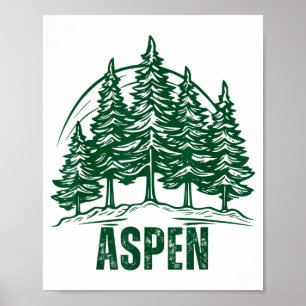 Aspen colorado mountains ski pine tree outdoor usa poster