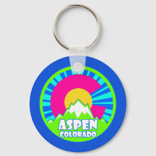 Aspen Colorado neon mountains keychain