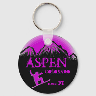 Aspen Colorado purple snowboard art keychain