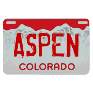 Aspen Colorado red license plate magnet