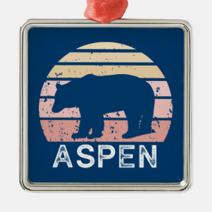 Aspen Colorado Retro Bear Metal Tree Decoration