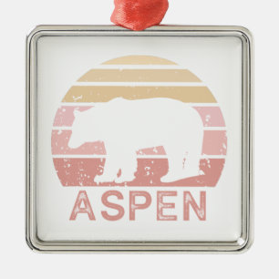 Aspen Colorado Retro Bear Metal Tree Decoration