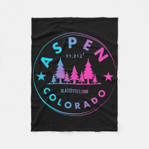 Aspen Colorado - Retro Big Mountain Forest Fleece Blanket