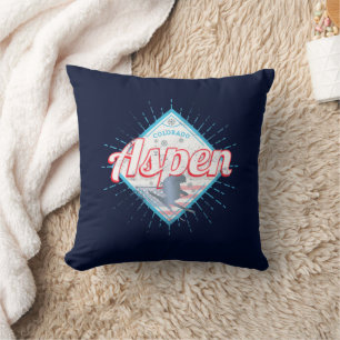 Aspen Colorado Retro Skier Vintage USA Ski Cushion