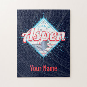 Aspen Colorado Retro Skier Vintage USA Ski Jigsaw Puzzle