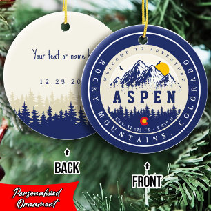 Aspen Colorado Retro Sunset Camping Souvenirs Ceramic Tree Decoration