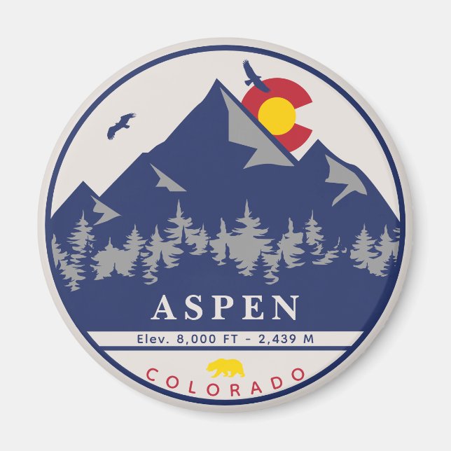 Aspen Colorado Retro Sunset Camping Souvenirs Magnet (Front)